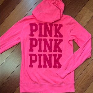 NWOT PINK Victoria’s Secret Neon Logo Zip Up Hoodie PLEASE READ